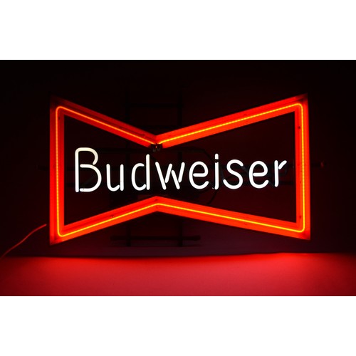 66 - A neon sign advertising Budweiser, in the form of the Budweiser bowtie logo, 79 x 45 x 15cm