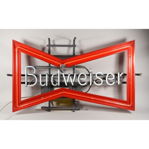 66 - A neon sign advertising Budweiser, in the form of the Budweiser bowtie logo, 79 x 45 x 15cm