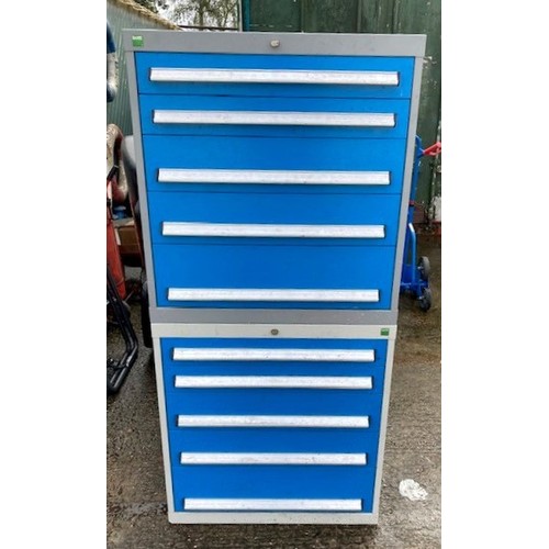 107 - A Bott freestanding tool chest, having ten various sized drawers, H160, W75, D60cm