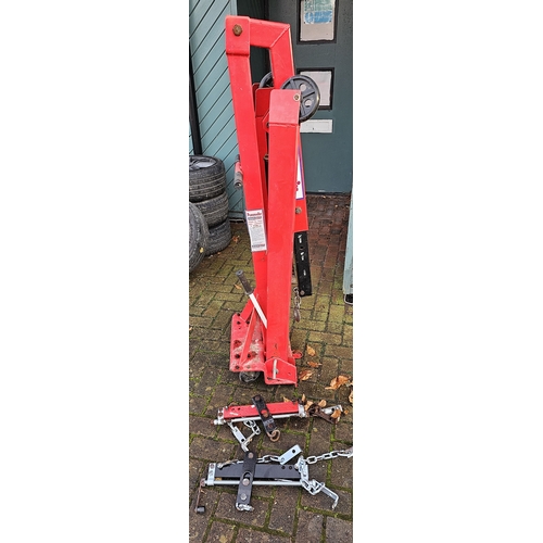 128 - A Sealey Powerhoist engine hoist, 1 ton, model PH10 with two attachments