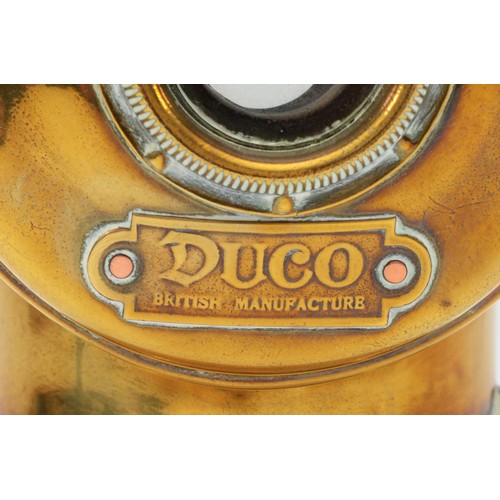 200 - A brass era Duco by Brown brothers oil fired side lamp, 29cm.