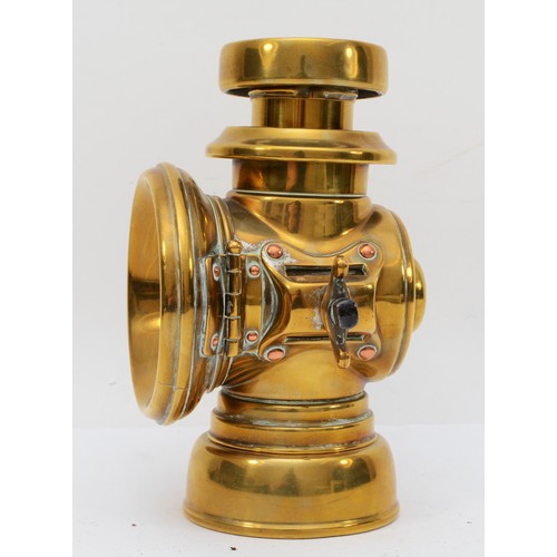 201 - A brass era King of the Road by Lucas oil fired side lamp, No 146, 21cm.