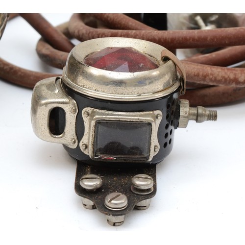 202 - A King of the Road acetylene lamp, No 341, 4 1/4 inch lens with holder and rear lamp.