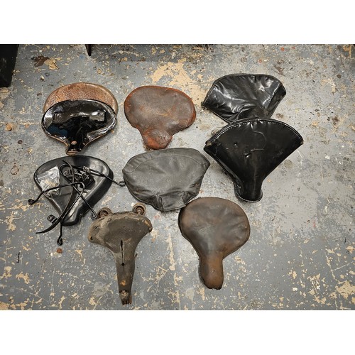 237 - A Dunlop vintage seat and other various vintage motorcycle seats.