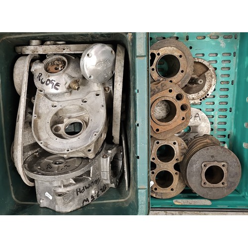 262 - A collection of British motorcycle engine cases and cylinder heads.