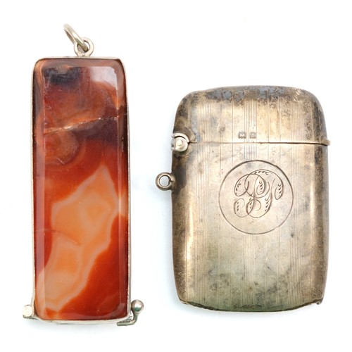 18 - A George V silver Vesta case with monogrammed cartouche, by Rolason Brothers, Birmingham 1922, 0.6oz... 