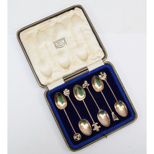 19 - A Victorian silver set of 6 teaspoons, by George Unite, Birmingham 1891, with twisted stems and each... 