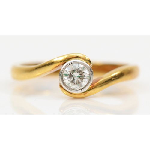 62 - An 18ct gold single stone brilliant cut diamond ring, the collet set diamond stated weight 0.32ct, s... 