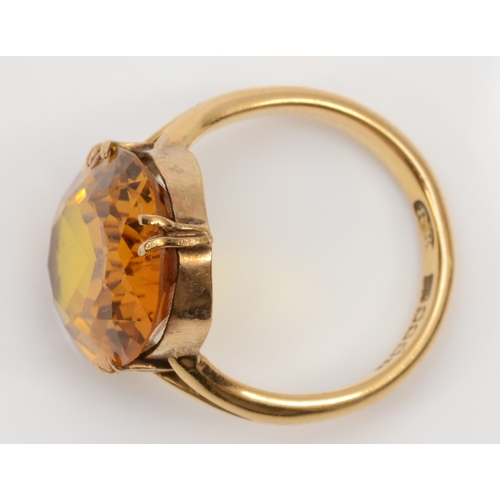 92 - A Scottish Art Deco 18ct gold synthetic yellow sapphire cocktail ring, by Robert Scott (probably), G... 