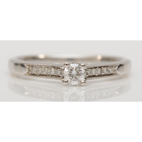 A 18ct white gold single stone brilliant cut diamond ring, BeaverBrooks ...