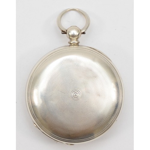 190 - A silver full hunter key wound fusee pocket watch, London 1871, diameter 5cm, spares or repair