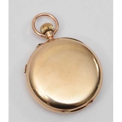 196 - C.E. Court of Ulverston & Grance, a 9ct gold open face key less wind chronograph pocket watch, Chest... 