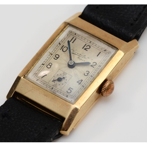 201 - Everite Super, an Art Deco 9ct gold manual wind gentleman's wristwatch, Birmingham 1937, 15 jewel mo... 