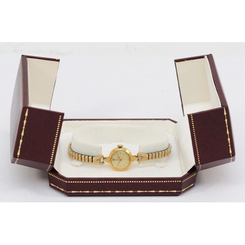 202 - Tudor,  A 18k gold cased manual wind ladies wristwatch, the signed champagne dial with baton and Ara... 