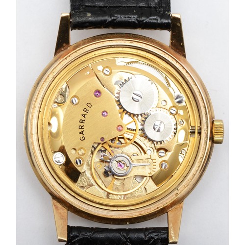 207 - Garrard, a 9ct gold manual wind presentation gentleman's wristwatch, London 1981, case number 12569,... 