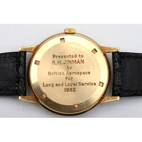 207 - Garrard, a 9ct gold manual wind presentation gentleman's wristwatch, London 1981, case number 12569,... 