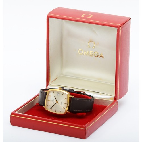 211 - Omega, a gold plated automatic date gentleman's wristwatch, ref 162.0042, c. 1971, the silvered dial... 