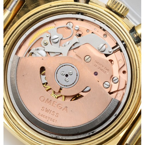 213 - Omega Seamaster, a gilt metal automatic chronograph, date gentleman's wristwatch, ref 176.005, the d... 