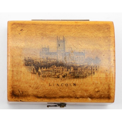 225 - Five pieces of 19th century Scottish Sycamore Mauchline ware, comprising of two boxes with Rothesay ... 