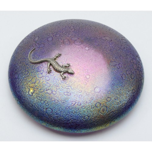 273 - A contemporary Heron Glass paperweight of compressed ovoid form, modelled as a stylised iridescent b... 