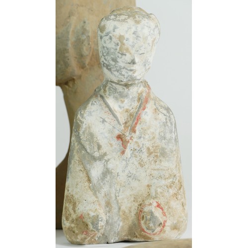 291 - A Chinese tomb figure, Han Dynasty, (206BC - 220AD), together with other tomb figures.
Provenance; f... 