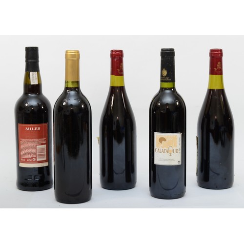 303 - Five bottles of wine comprising 2000 Castillo de Maluenda, Miles Finest Madeira, 2000 Vantage Point ... 