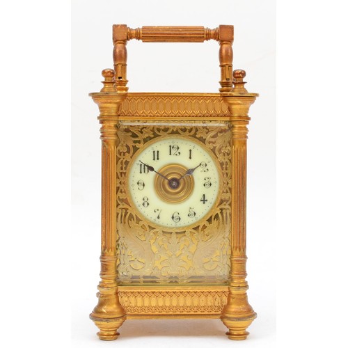 331 - French Richard et Cie, a small 19th century  striking brass and four glass mantle clock, with swing ... 