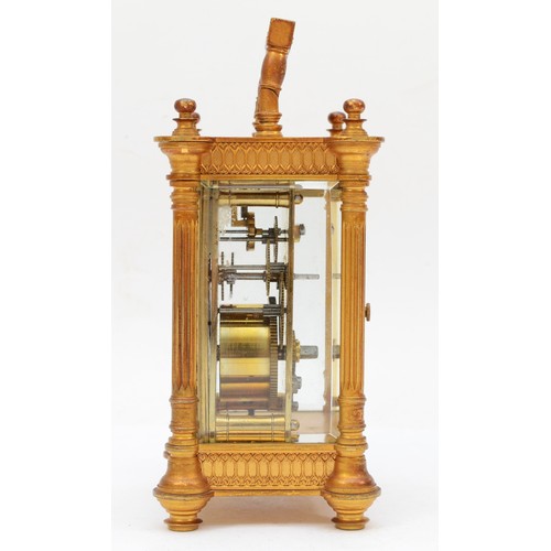 331 - French Richard et Cie, a small 19th century  striking brass and four glass mantle clock, with swing ... 