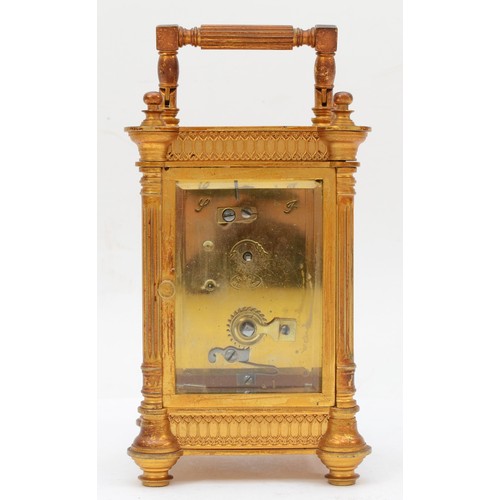 331 - French Richard et Cie, a small 19th century  striking brass and four glass mantle clock, with swing ... 