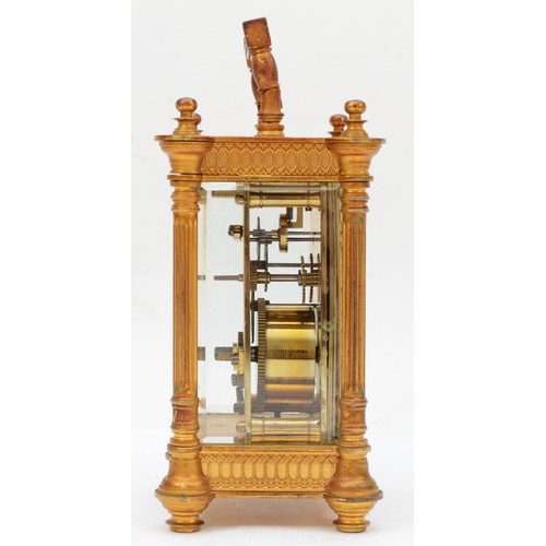 331 - French Richard et Cie, a small 19th century  striking brass and four glass mantle clock, with swing ... 