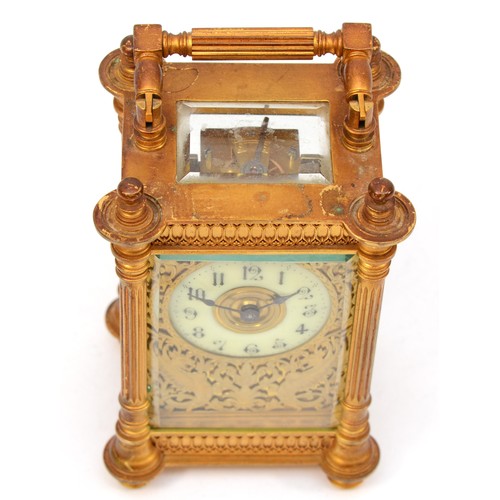 331 - French Richard et Cie, a small 19th century  striking brass and four glass mantle clock, with swing ... 