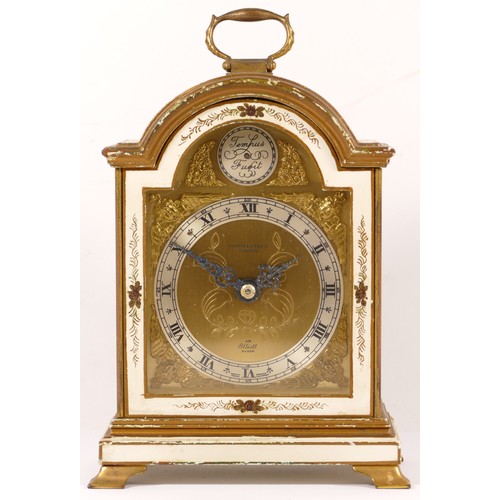 338 - Elliott, a mid 20th century chinoiserie cased dome topped mantle clock, the brass and silvered dial ... 