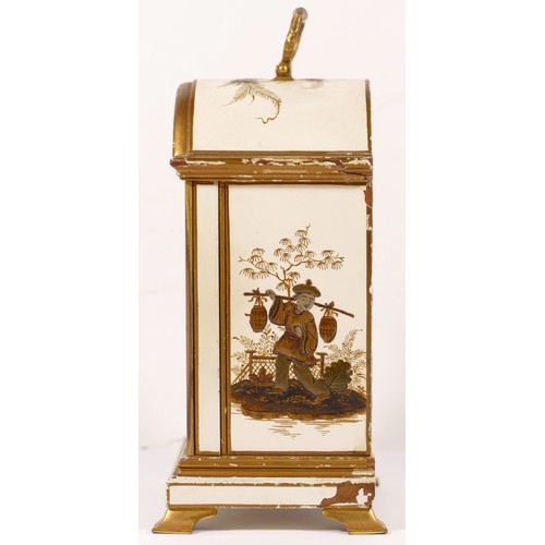 338 - Elliott, a mid 20th century chinoiserie cased dome topped mantle clock, the brass and silvered dial ... 