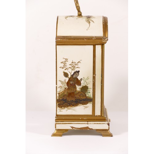 338 - Elliott, a mid 20th century chinoiserie cased dome topped mantle clock, the brass and silvered dial ... 