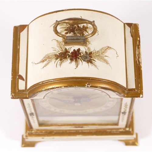 338 - Elliott, a mid 20th century chinoiserie cased dome topped mantle clock, the brass and silvered dial ... 