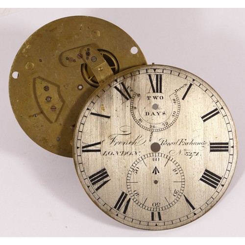 342 - French Royal Exchange, a 19th century military two day marine chronometer movement, the brushed stee... 