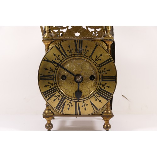 345 - Richard Breckell of Holmes, a 19th century and later brass and iron lantern clock, with bell top, th... 