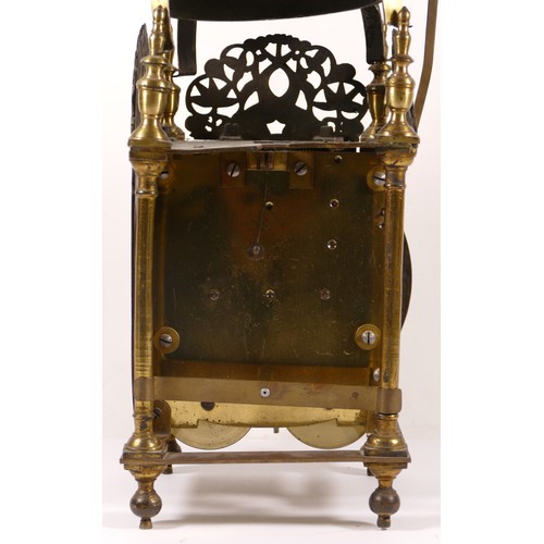 345 - Richard Breckell of Holmes, a 19th century and later brass and iron lantern clock, with bell top, th... 