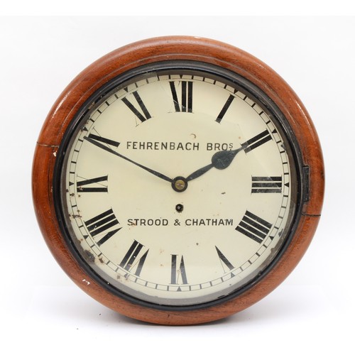 349 - Fehrenbach Bros of Strood & Chatham, a 19th century mahogany cased circular school type fusee wall c... 