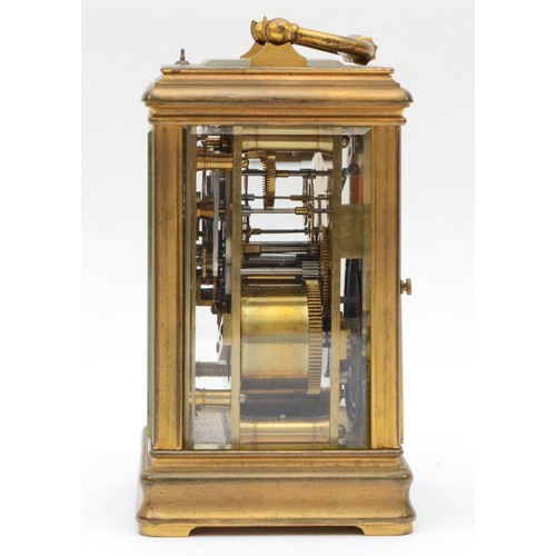 351 - Henry Capt of Geneve, a 20th century brass corniche cased and four glass striking carriage clock, wi... 