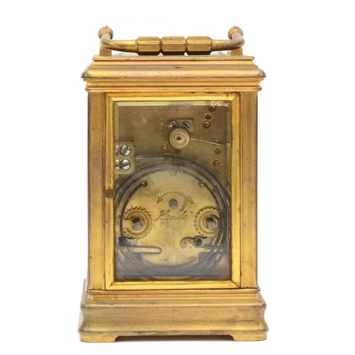 351 - Henry Capt of Geneve, a 20th century brass corniche cased and four glass striking carriage clock, wi... 