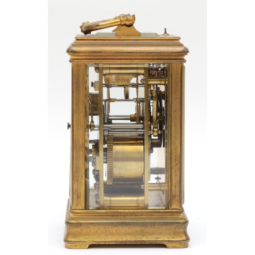 351 - Henry Capt of Geneve, a 20th century brass corniche cased and four glass striking carriage clock, wi... 