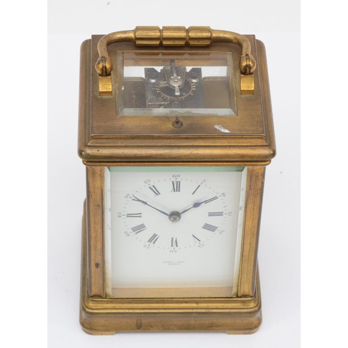 351 - Henry Capt of Geneve, a 20th century brass corniche cased and four glass striking carriage clock, wi... 