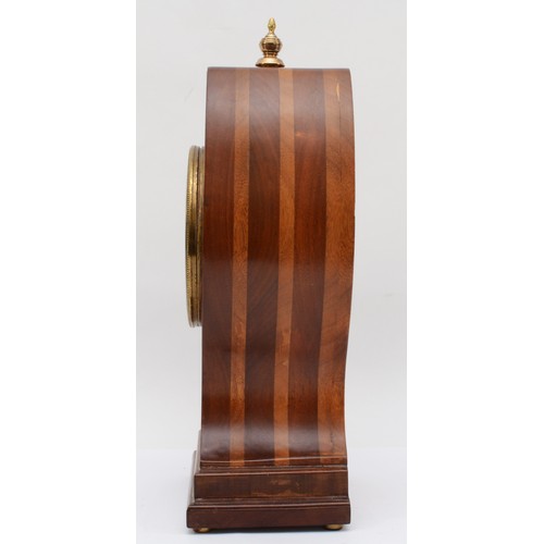 359 - W.H. ? Kingston upon Thames, an early 20th century inlaid mahogany and walnut lyre shaped mantle clo... 