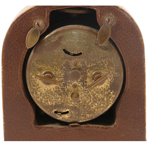 364 - Johnston & Court, an early 20th century mantle clock, the brass dial with black Arabic numerals and ... 