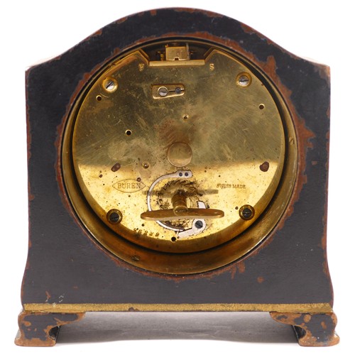 365 - Asprey, an early 20th century mantle clock, the white dial with black Arabic numerals, housed in a C... 