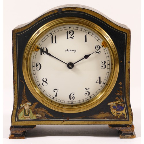 365 - Asprey, an early 20th century mantle clock, the white dial with black Arabic numerals, housed in a C... 