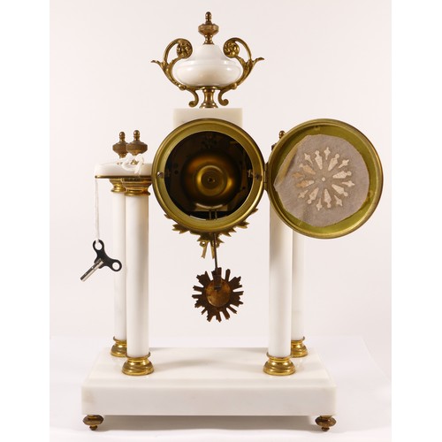 367 - French Leroy of Paris, 20th century 8 day mantle clock, with gilt mounted urn finial, supported by f... 