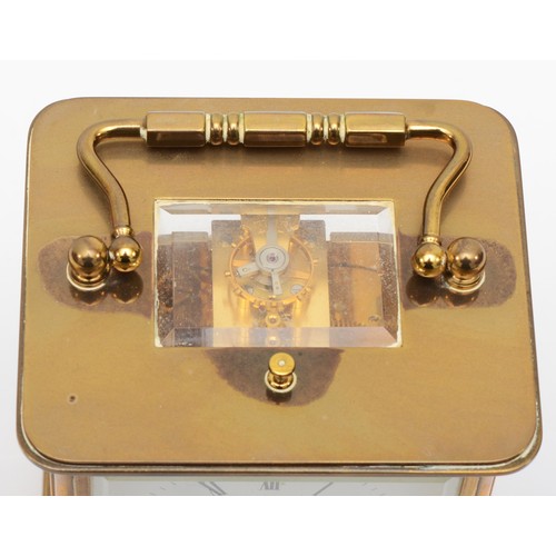 381 - Matthew Norman, a 20th century brass and glass corniche cased striking repeater carriage clock, with... 