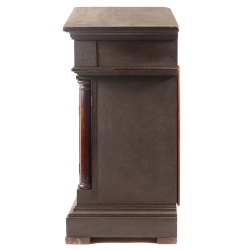 383 - A late 19th/early 20th century mahogany cased architectural mantle clock, the brushed steel chapter ... 